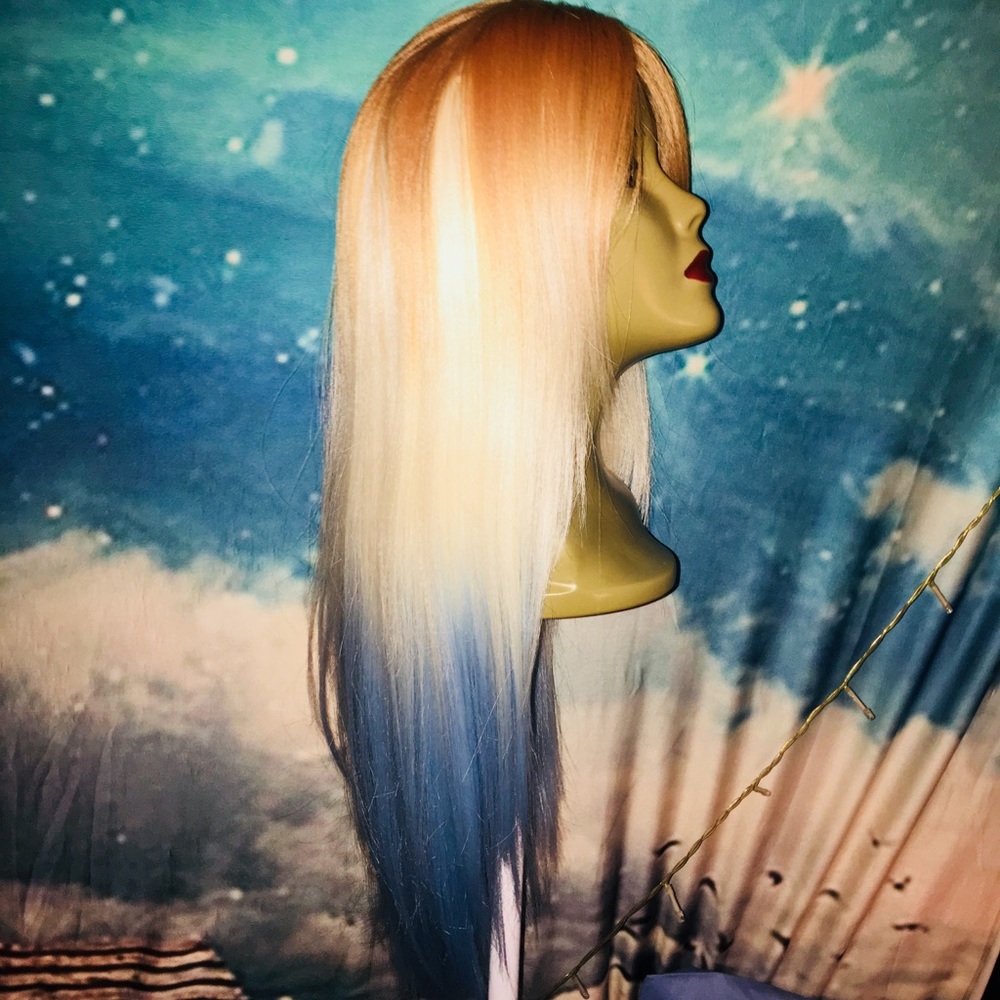 LIGHT BROWN/BLONDE/BLUE OMBRÉ SUPER LONG WIG